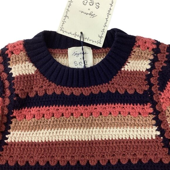 SEZANE x SEA NY Adelin Sweater NWT Size XXS Wool Cotton Crochet Knit Jumper - Picture 4 of 13